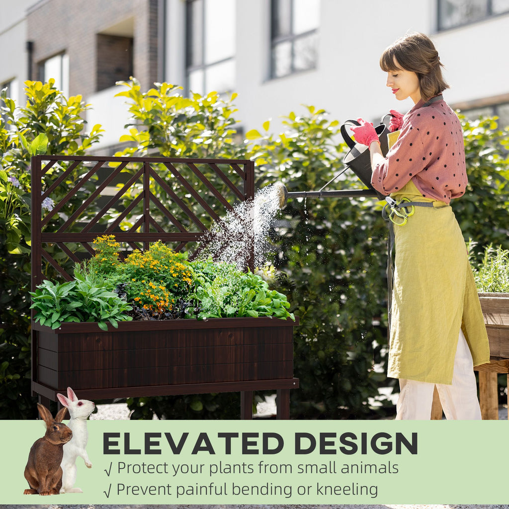 Raised Garden Bed with Trellis Wooden Elevated Planter Box Outdoor for Climbing Plants with Drainage Carbonized – product view 7 of 11