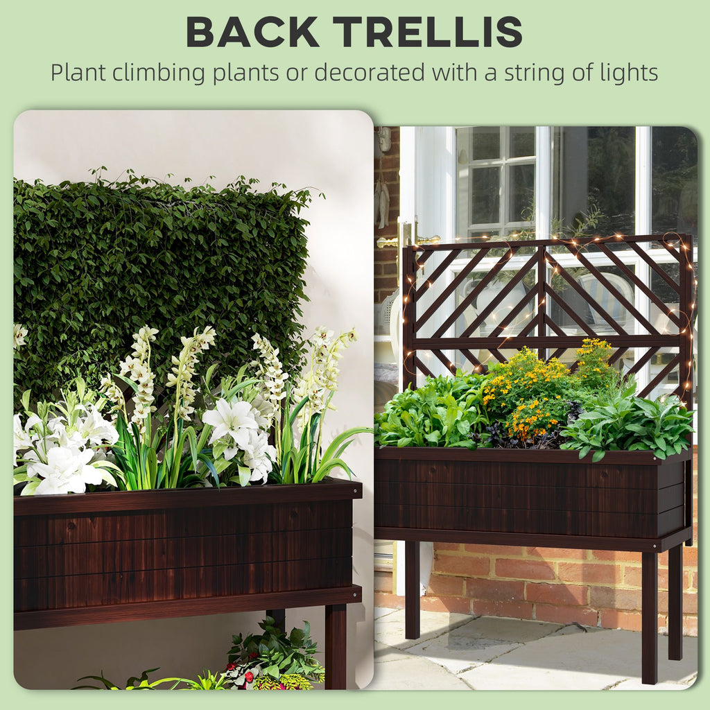 Raised Garden Bed with Trellis Wooden Elevated Planter Box Outdoor for Climbing Plants with Drainage Carbonized – product view 4 of 11