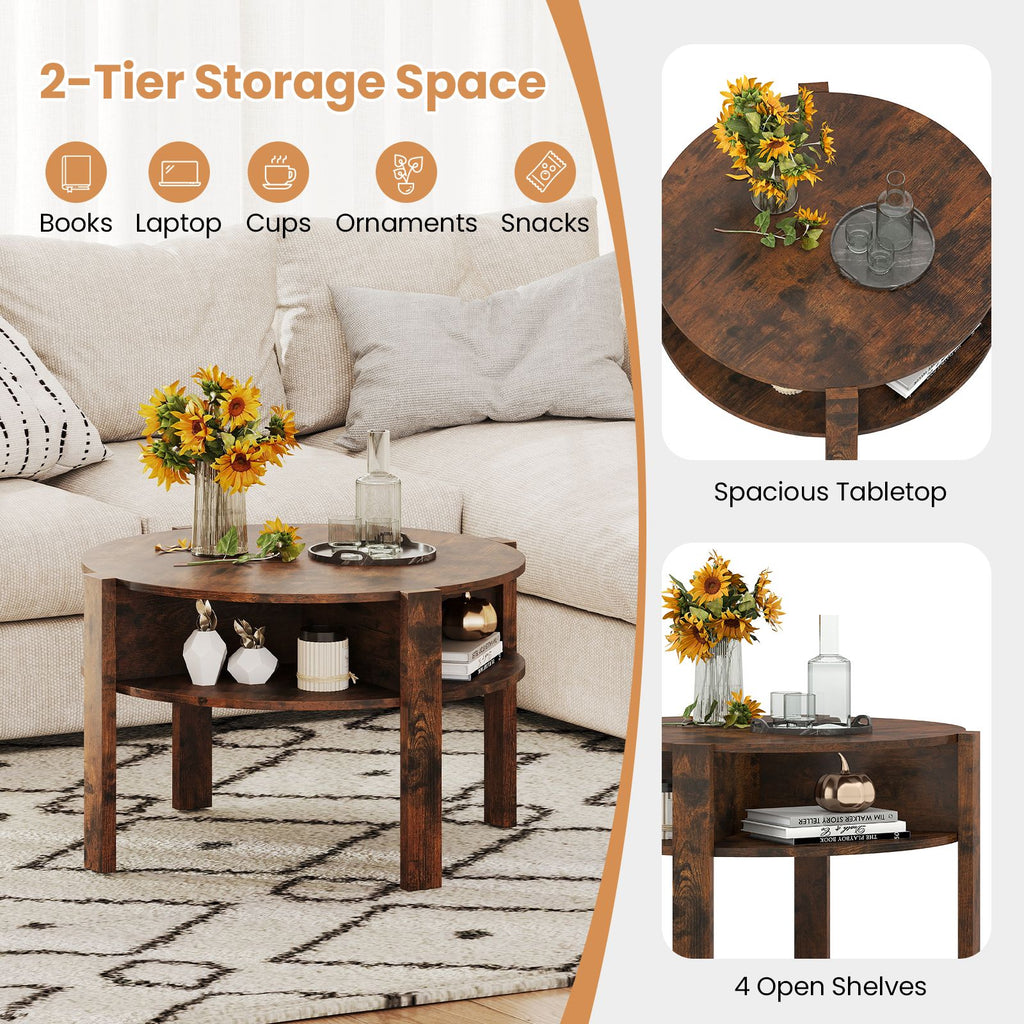 29.5-Inch Round Coffee Table with Storage – product view 10 of 10