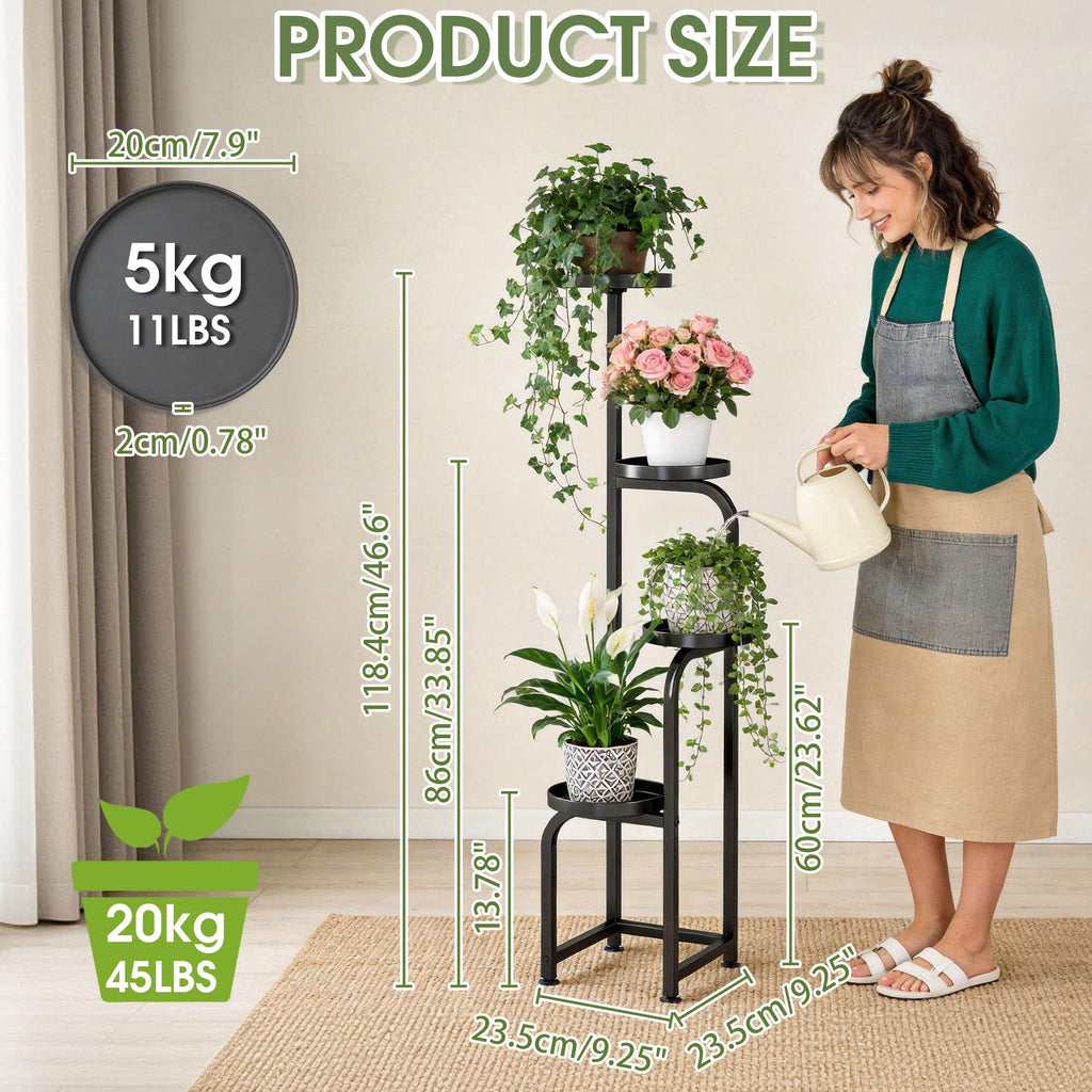 4-Tier Metal Plant Stand, Black – product view 2 of 5