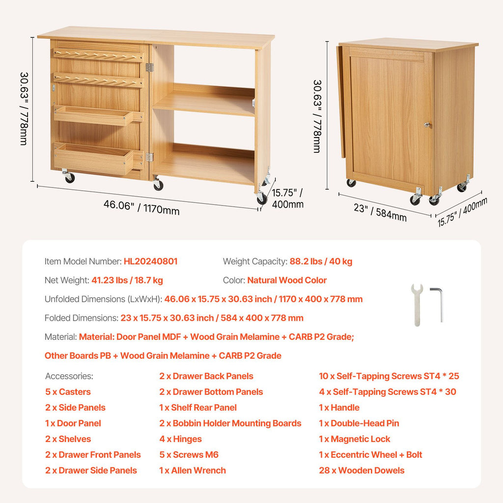 Folding Sewing Table with Storage – product view 7 of 12