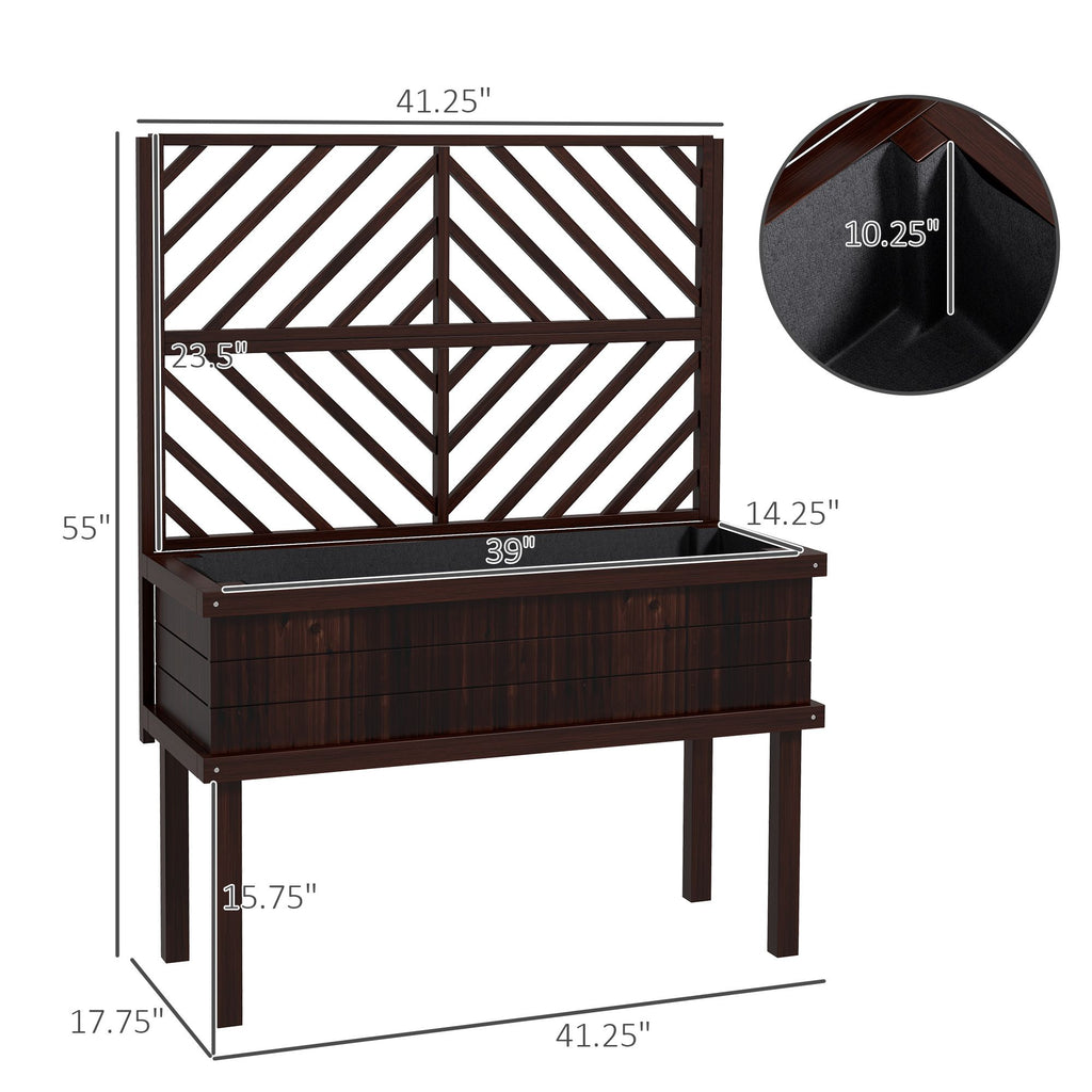 Raised Garden Bed with Trellis Wooden Elevated Planter Box Outdoor for Climbing Plants with Drainage Carbonized – product view 3 of 11