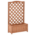28" x 11" x 46" Raised Garden Bed, Wooden Planter Box w/ Trellis, Brown – main product view
