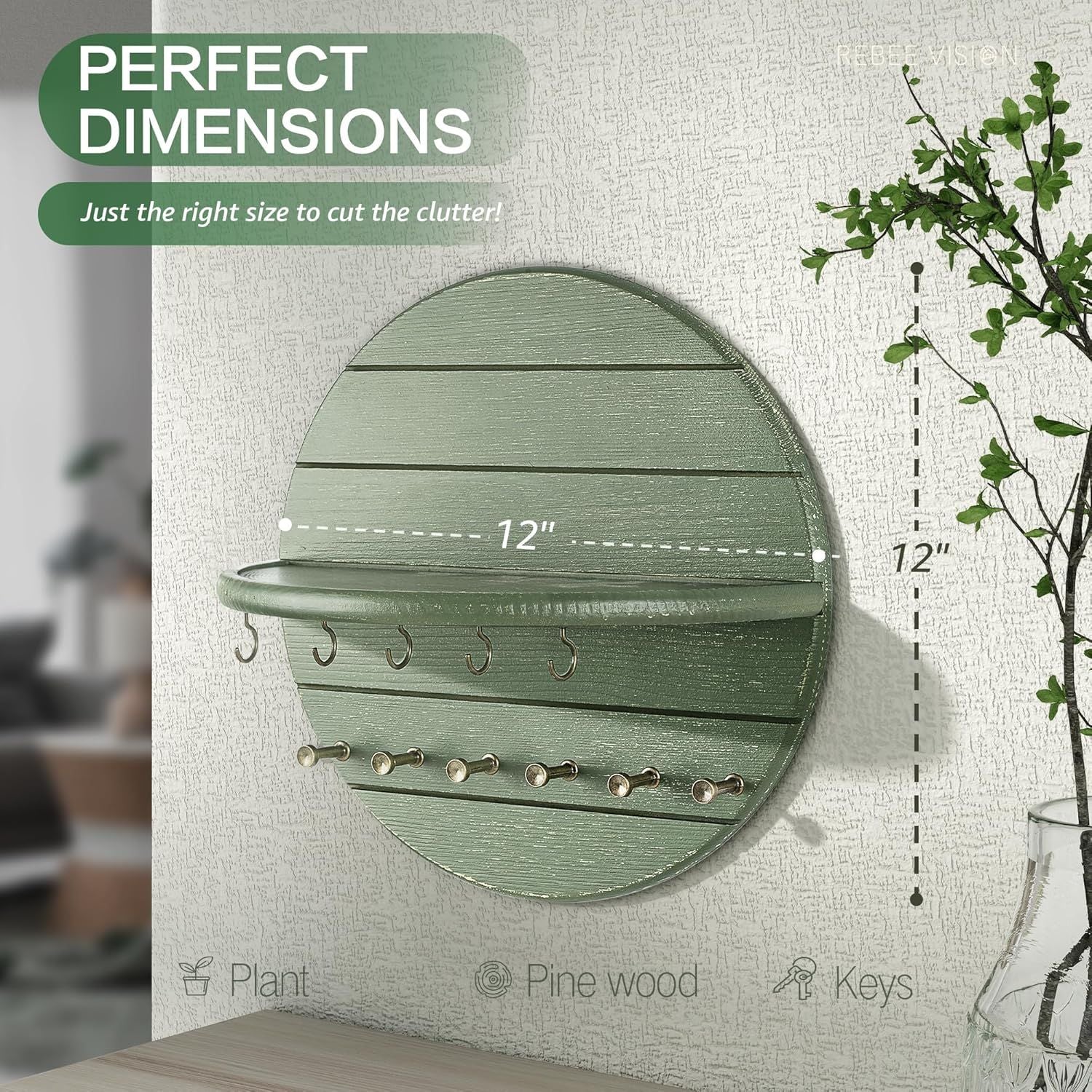 Pine Wood Wall Key and Mail Organizer – product view 4 of 5