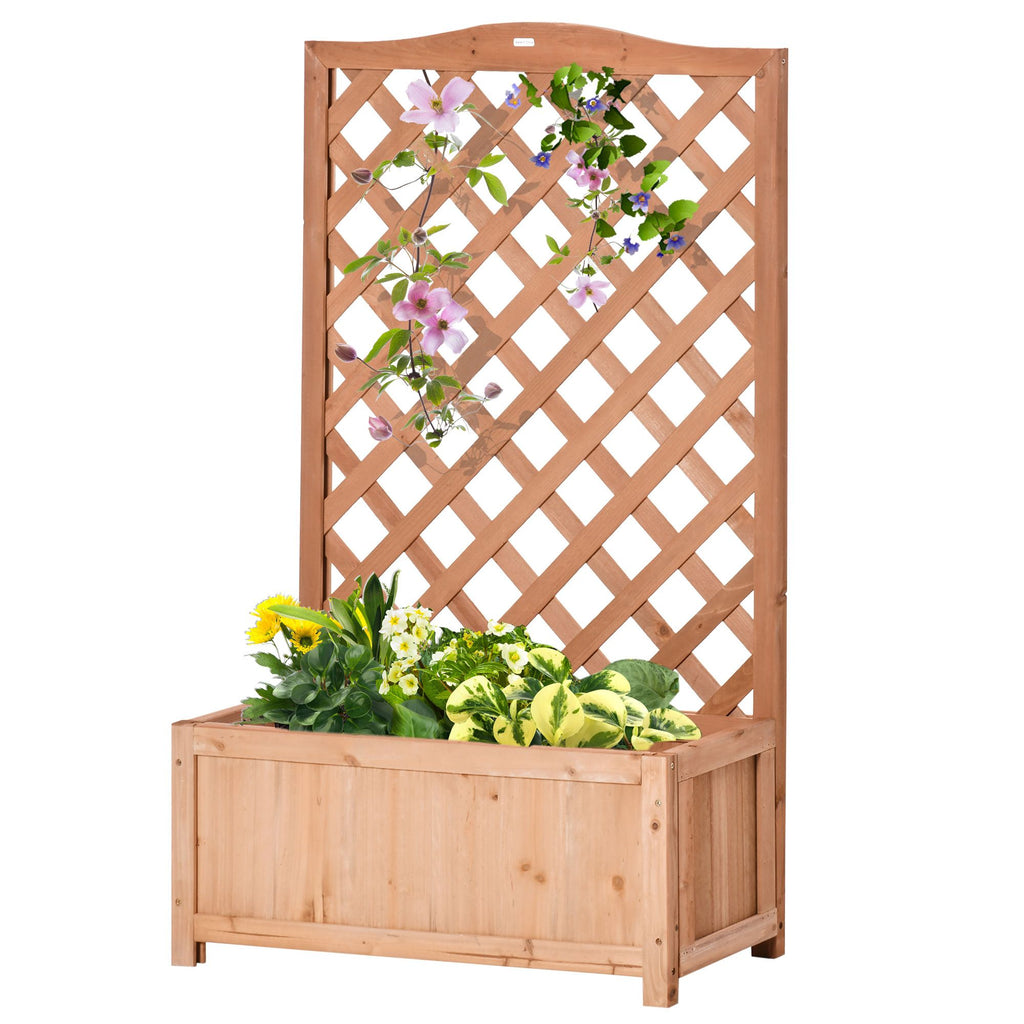 28" x 11" x 46" Raised Garden Bed, Wooden Planter Box w/ Trellis, Brown – product view 11 of 11