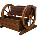 2-Tier Fir Wood Wagon Planter with Wheels – main product view