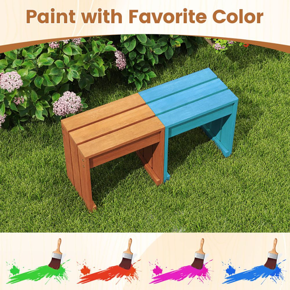 Single-Seat Hardwood Backless Garden Bench – product view 10 of 12