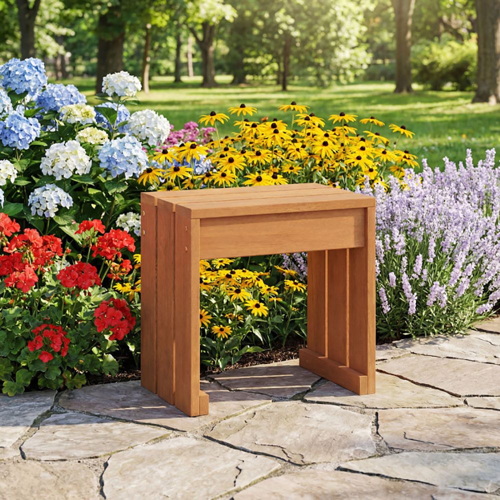 Single-Seat Hardwood Backless Garden Bench – product view 11 of 12
