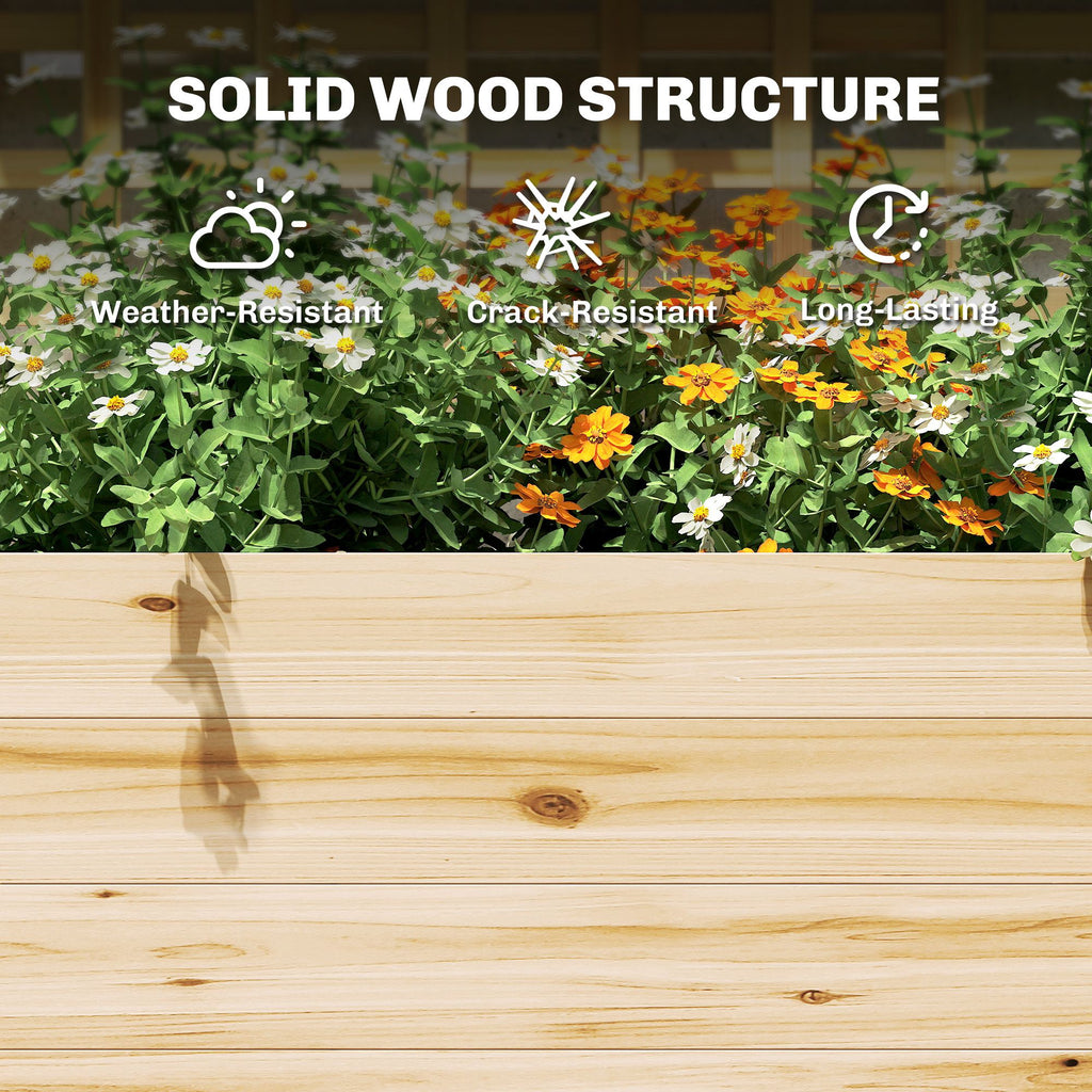 Wooden Raised Garden Bed with Trellis and Roof, Elevated Planter Box with 2 Shelves, Drainage Hole and Liner, Natural – product view 8 of 11