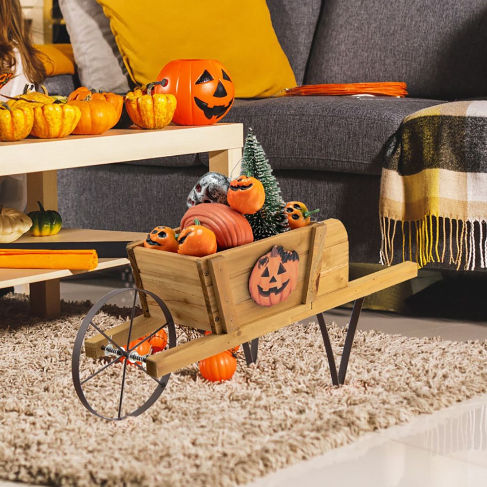 1PC Wooden Wagon Planter with 9 Magnetic Accessories for Garden Yard – product view 3 of 10