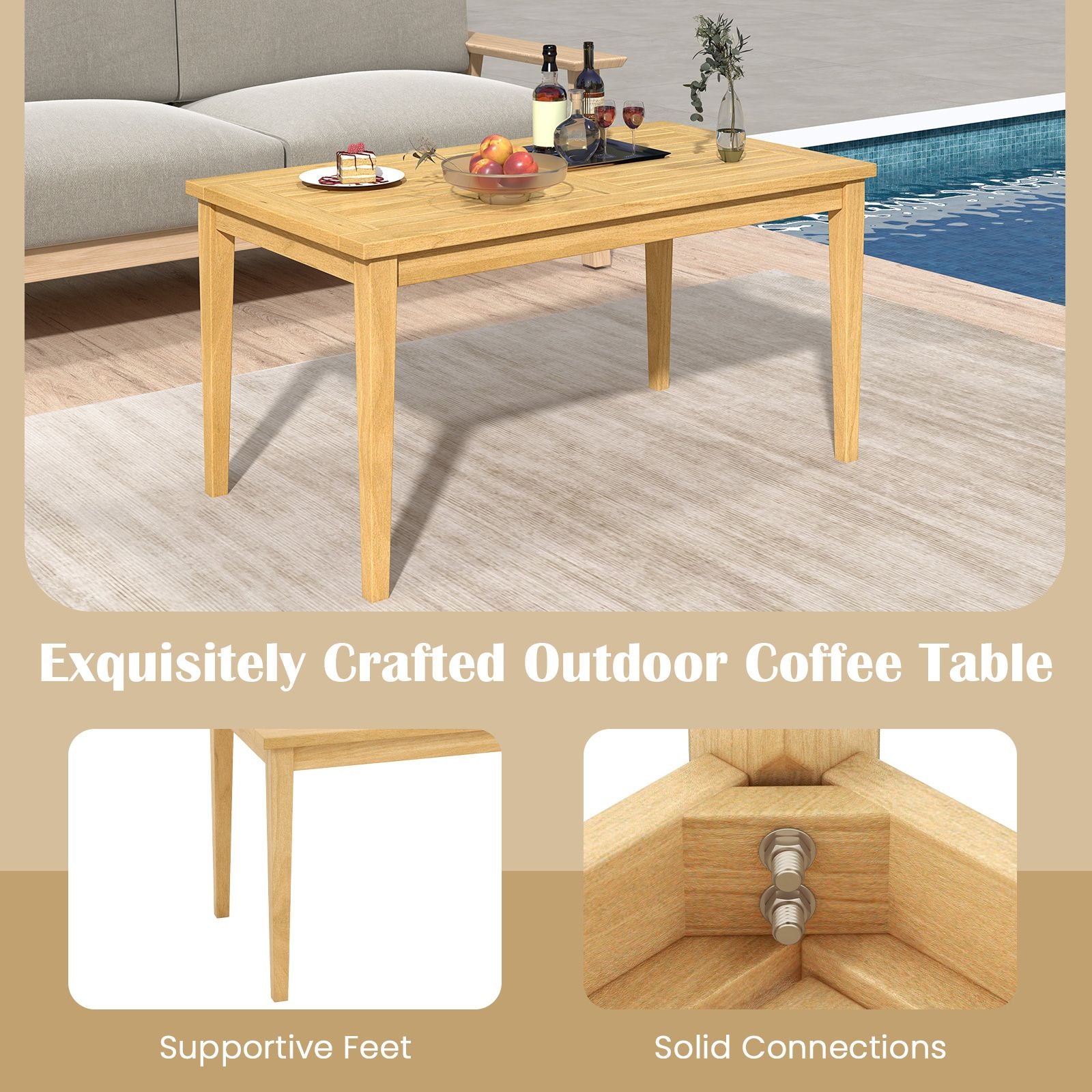 35.5-Inch Teak Outdoor Coffee Table – product view 7 of 10