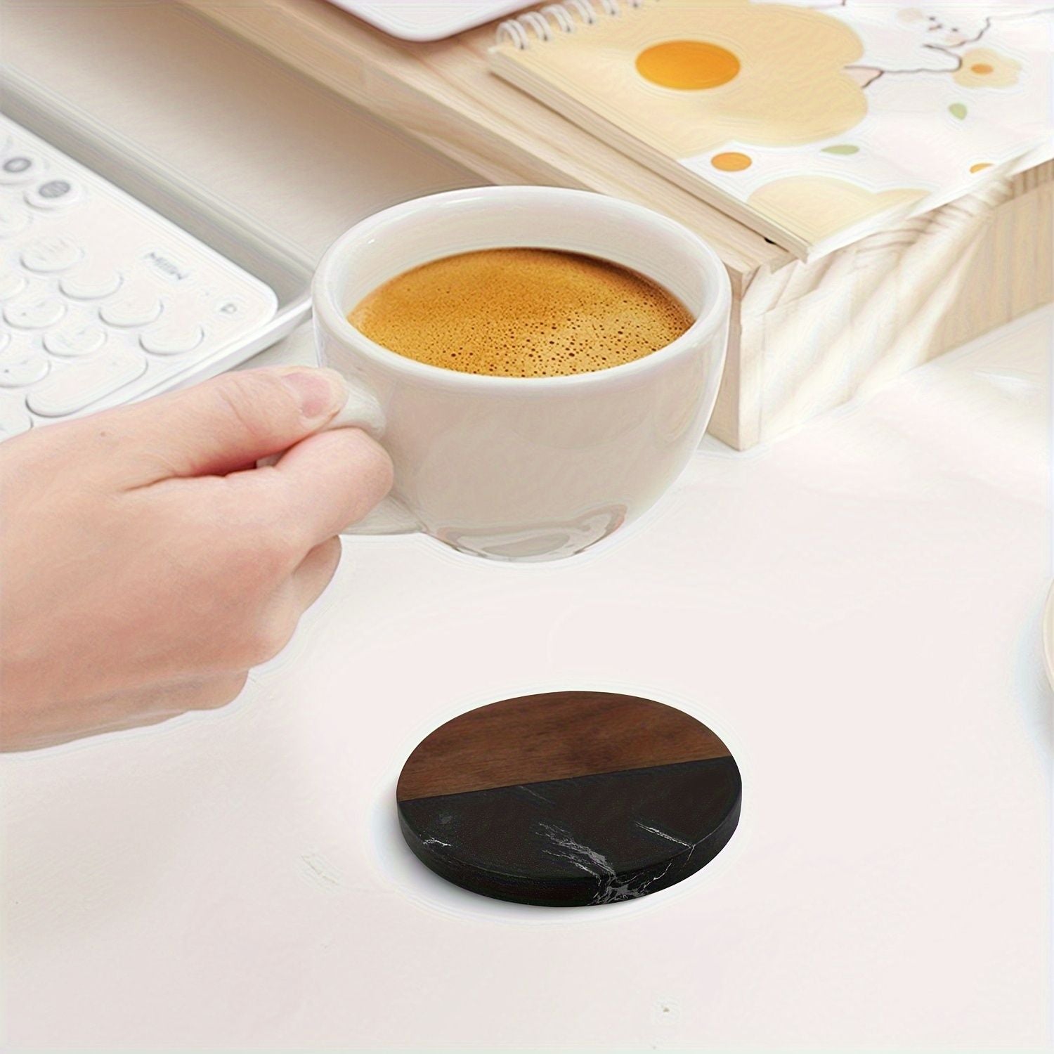 Set of 20 Marble-Pattern Wooden Coasters – product view 4 of 9