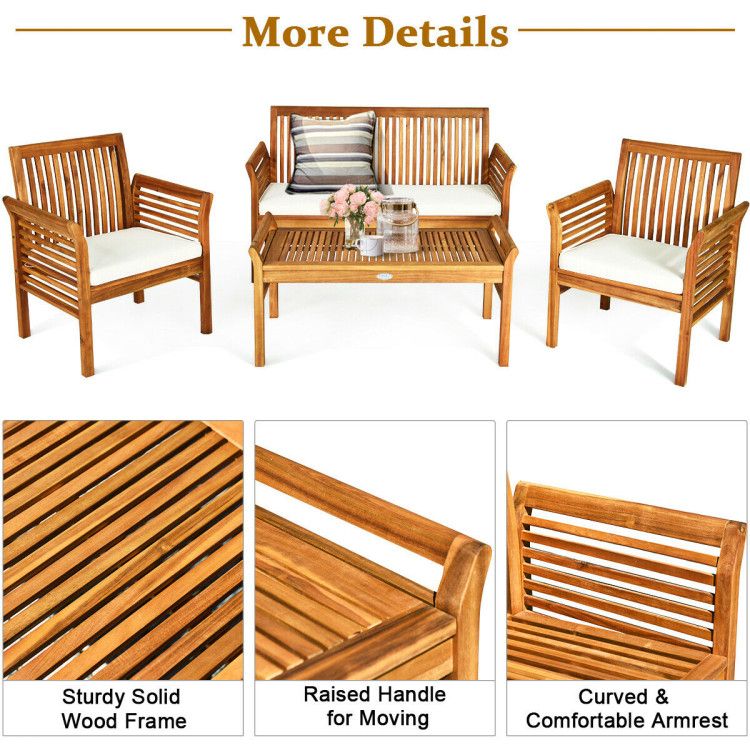 4-Piece Acacia Patio Sofa Set with Coffee Table – product view 7 of 10