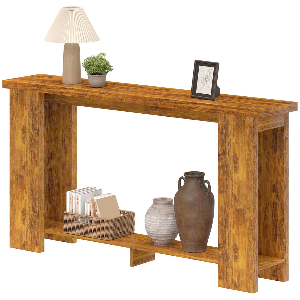 63-Inch Distressed Brown Console Table – main product view