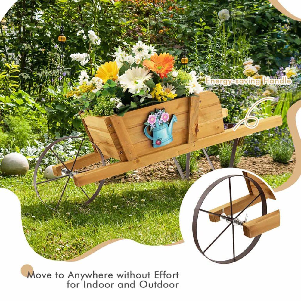 1PC Wooden Wagon Planter with 9 Magnetic Accessories for Garden Yard – product view 10 of 10