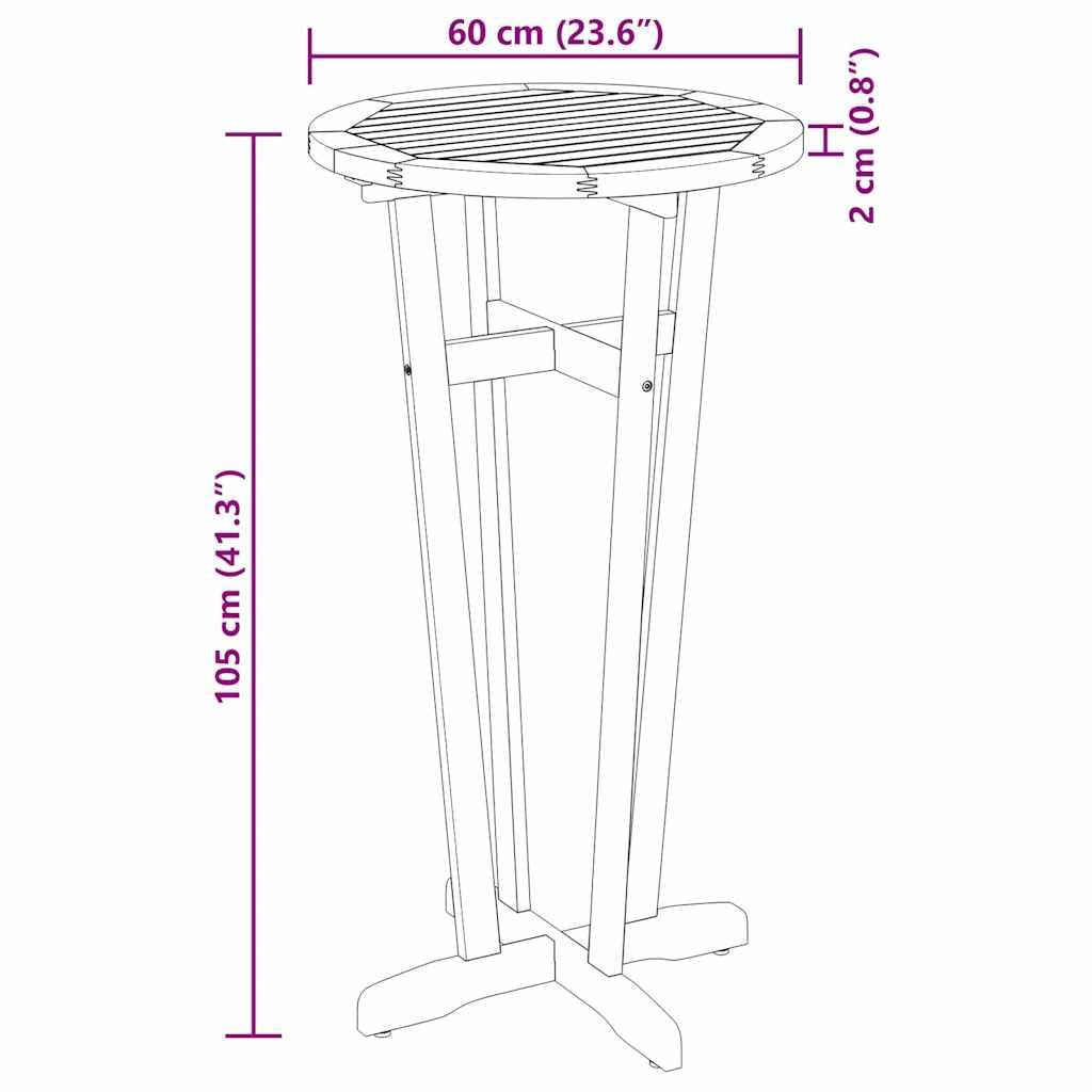 23.6-Inch Acacia Wood Patio Bar Table – product view 10 of 11