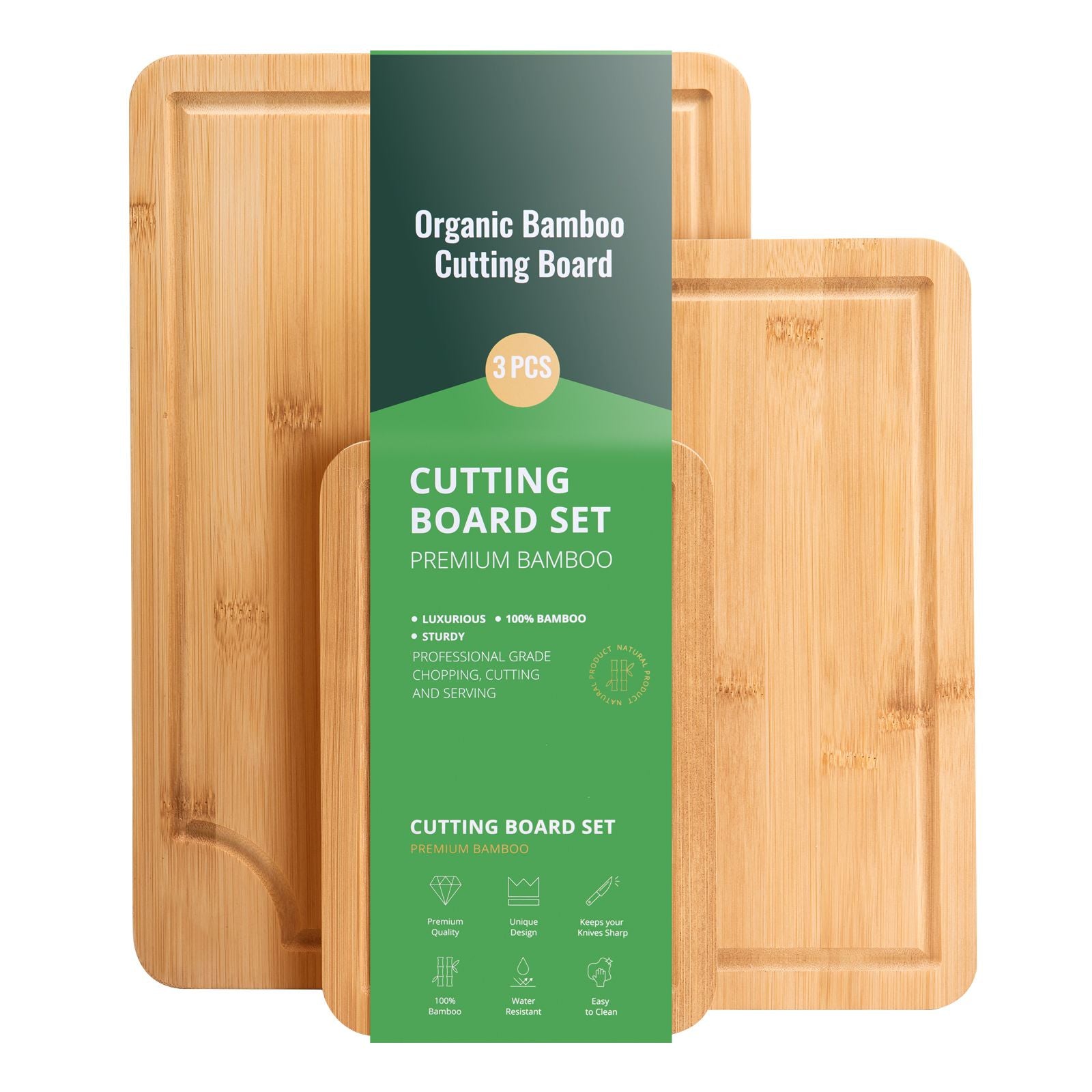 3-Piece Bamboo Cutting Board Set – main product view