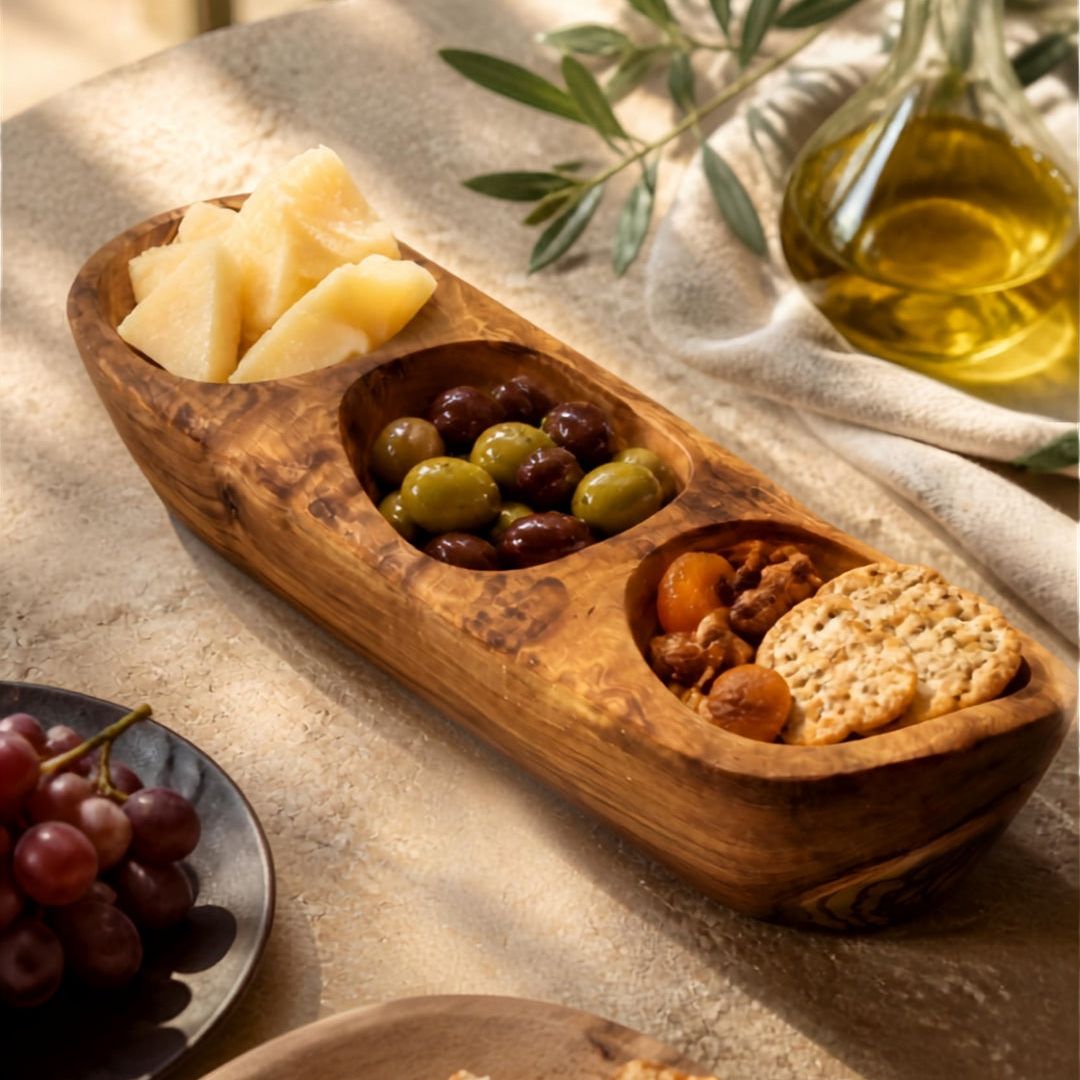 12.7-Inch Olive Wood 3-Compartment Serving Dish – product view 6 of 7