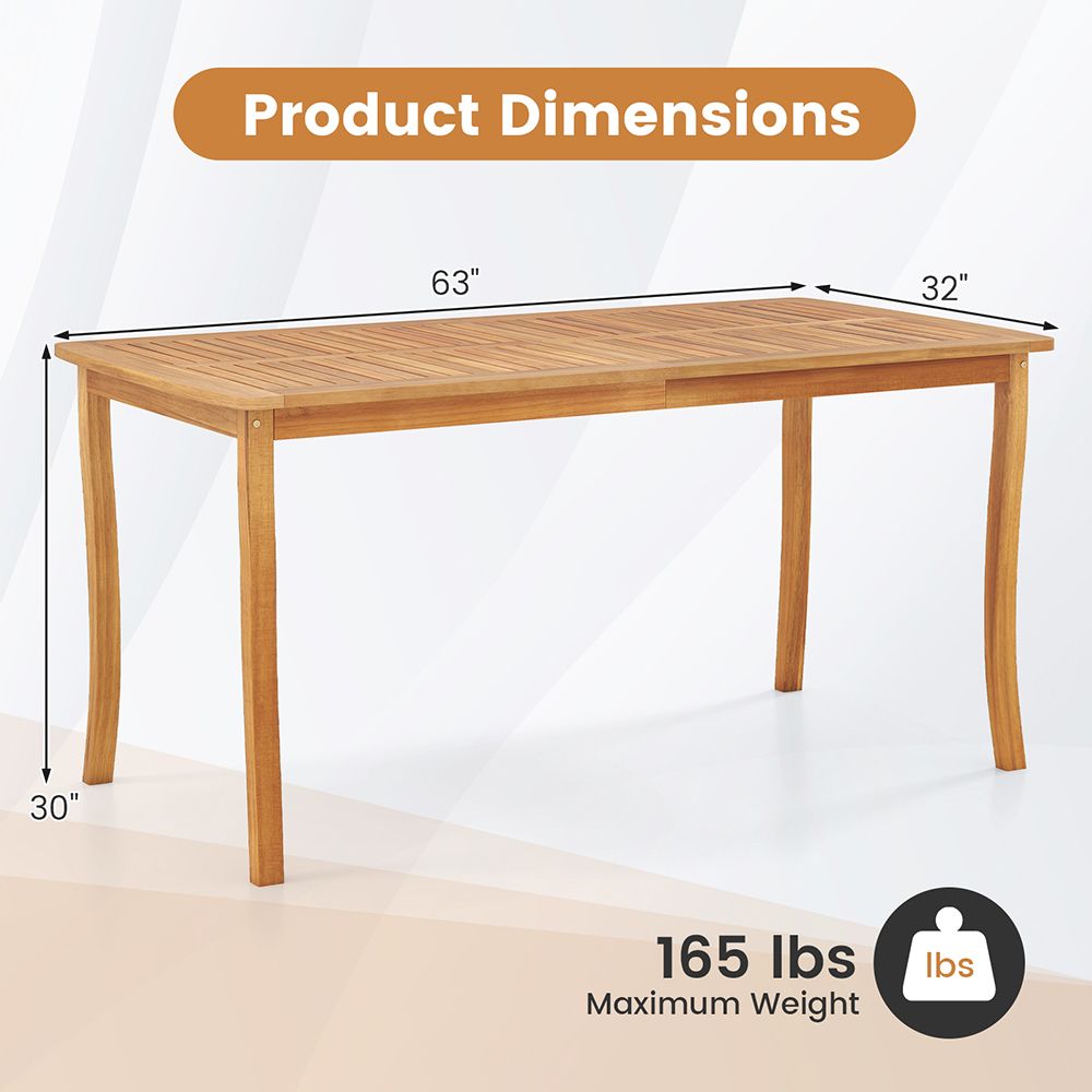 63-Inch Outdoor Dining Table with Umbrella Hole – product view 9 of 9