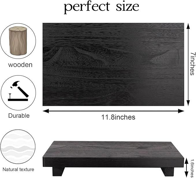 11.8-Inch Black Wood Pedestal Tray – product view 2 of 4