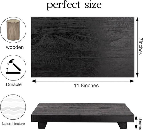 11.8-Inch Black Wood Pedestal Tray – product view 2 of 4
