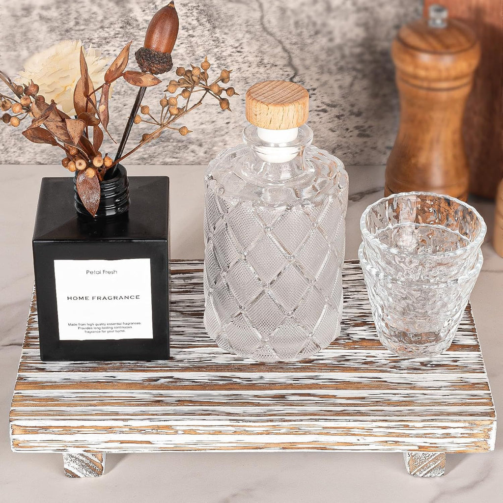 9-Inch Retro White Wood Pedestal Tray – product view 4 of 5