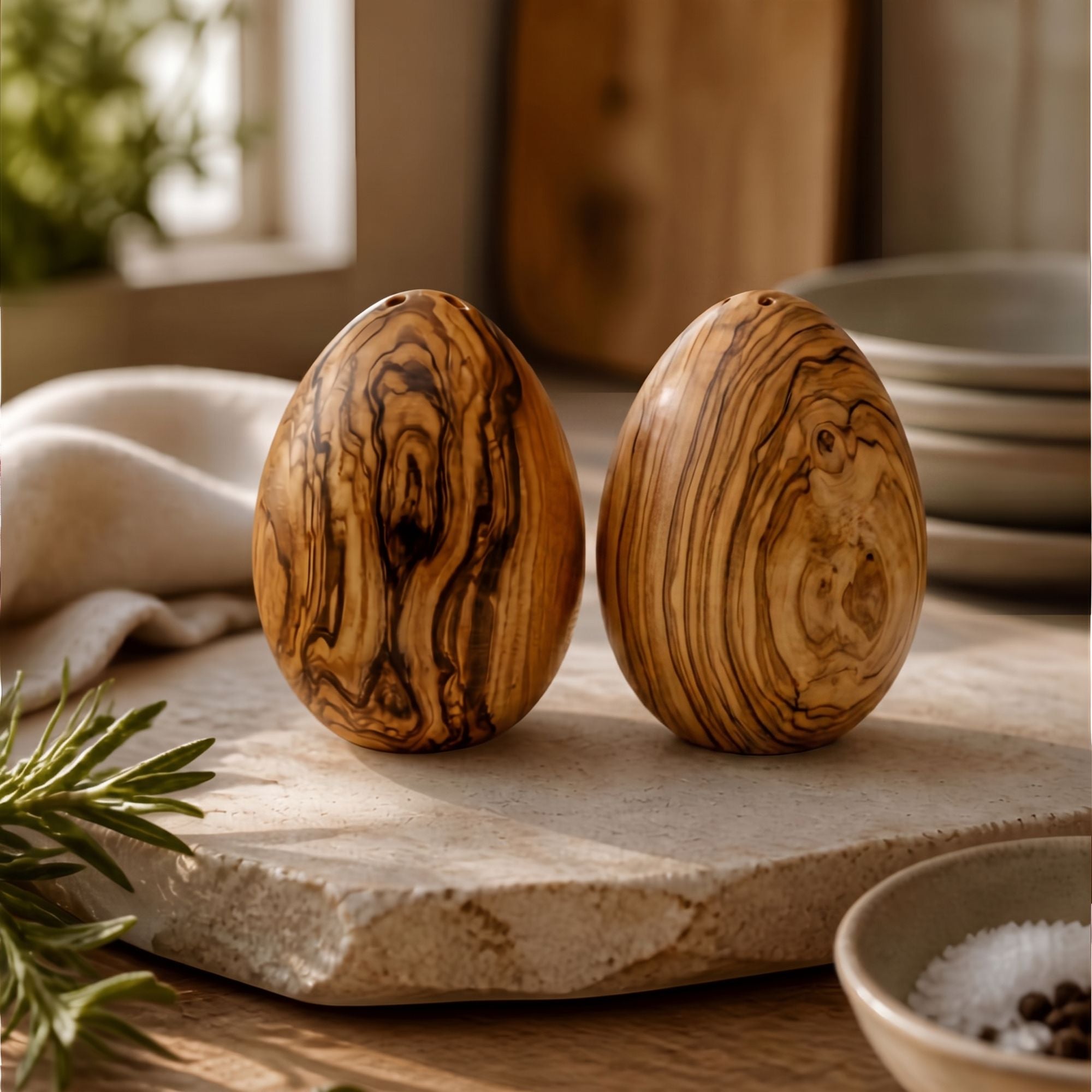 Set of 2 Olive Wood Salt and Pepper Shakers – product view 3 of 7