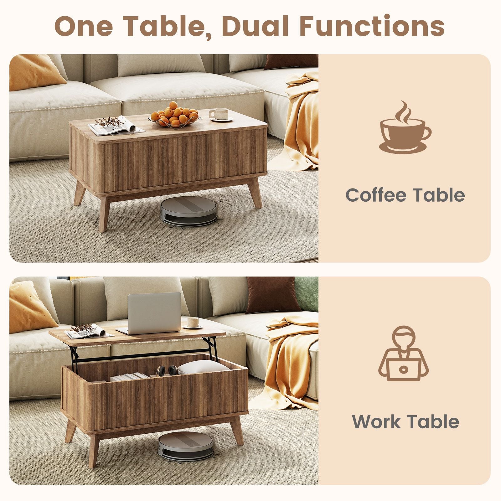 35.5-Inch Fluted Lift-Top Coffee Table – product view 9 of 12