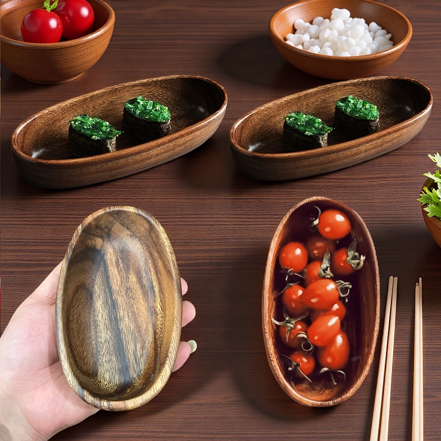 Set of 4 Japanese-Style Wooden Sushi Platters – product view 4 of 10