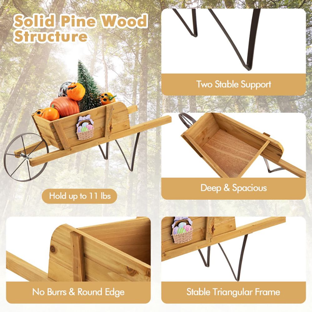 1PC Wooden Wagon Planter with 9 Magnetic Accessories for Garden Yard – product view 9 of 10