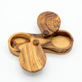 Olive Wood Dual Spice Box with Swivel Lids – main product view