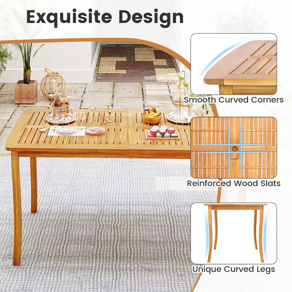 63-Inch Outdoor Dining Table with Umbrella Hole – product view 6 of 9