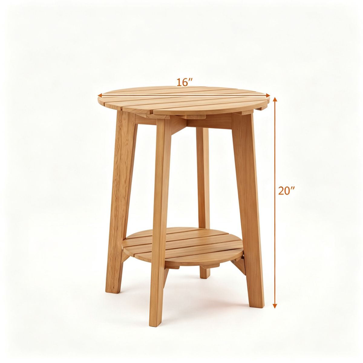 2-Tier Natural Eucalyptus Patio Side Table – product view 3 of 10