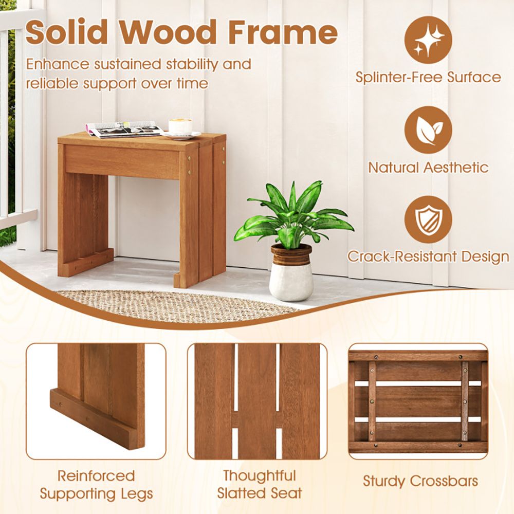 Single-Seat Hardwood Backless Garden Bench – product view 8 of 12