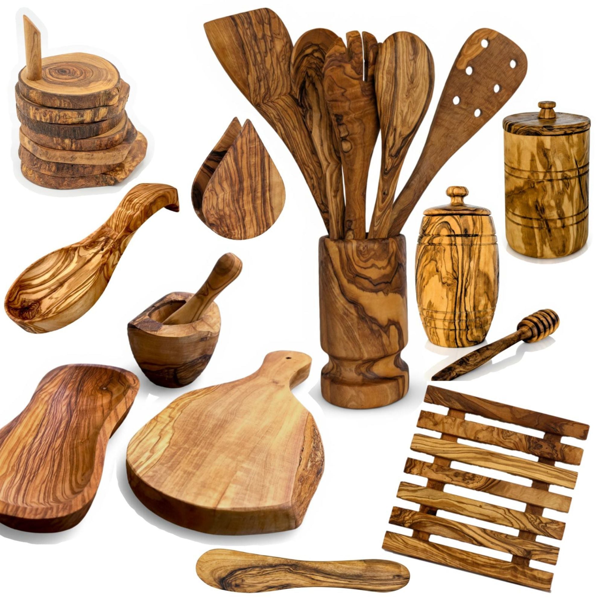 25-Piece Mediterranean Olive Wood Kitchen Set – main product view