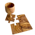 4-Piece Olive Wood Puzzle Coaster Set – main product view