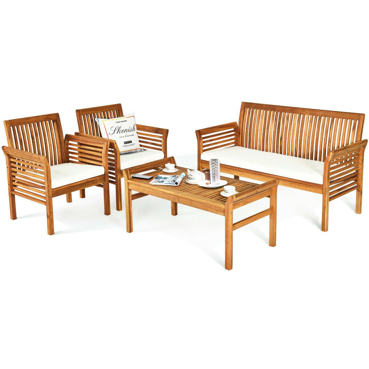 4-Piece Acacia Patio Conversation Set – main product view