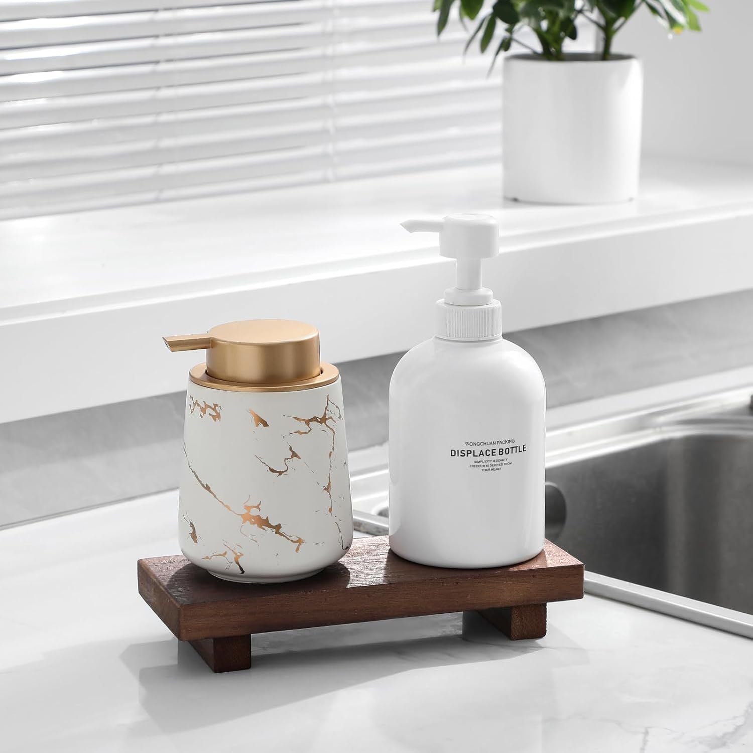 Small Walnut Wood Pedestal Tray – product view 4 of 5