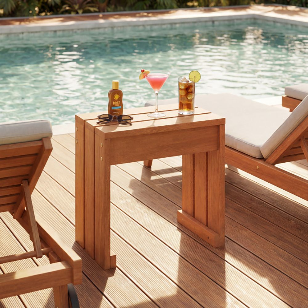 Single-Seat Hardwood Backless Garden Bench – product view 3 of 12