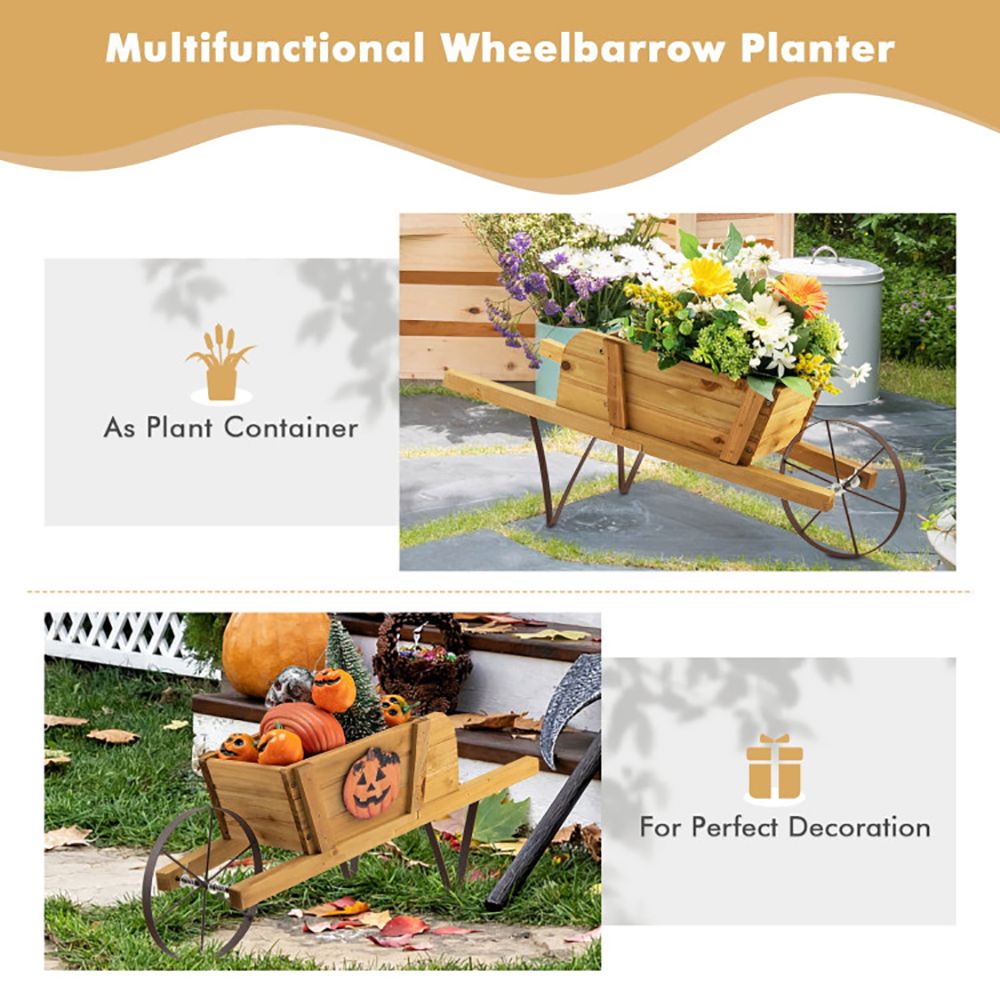 1PC Wooden Wagon Planter with 9 Magnetic Accessories for Garden Yard – product view 6 of 10