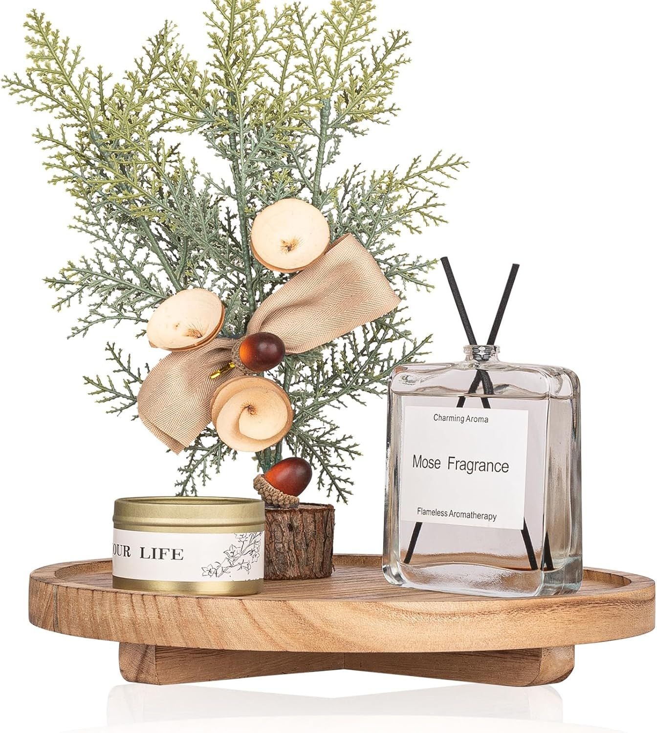 10-Inch Round Wooden Decorative Tray – main product view