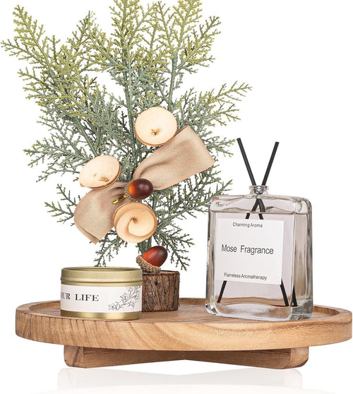 10-Inch Round Wooden Decorative Tray – main product view