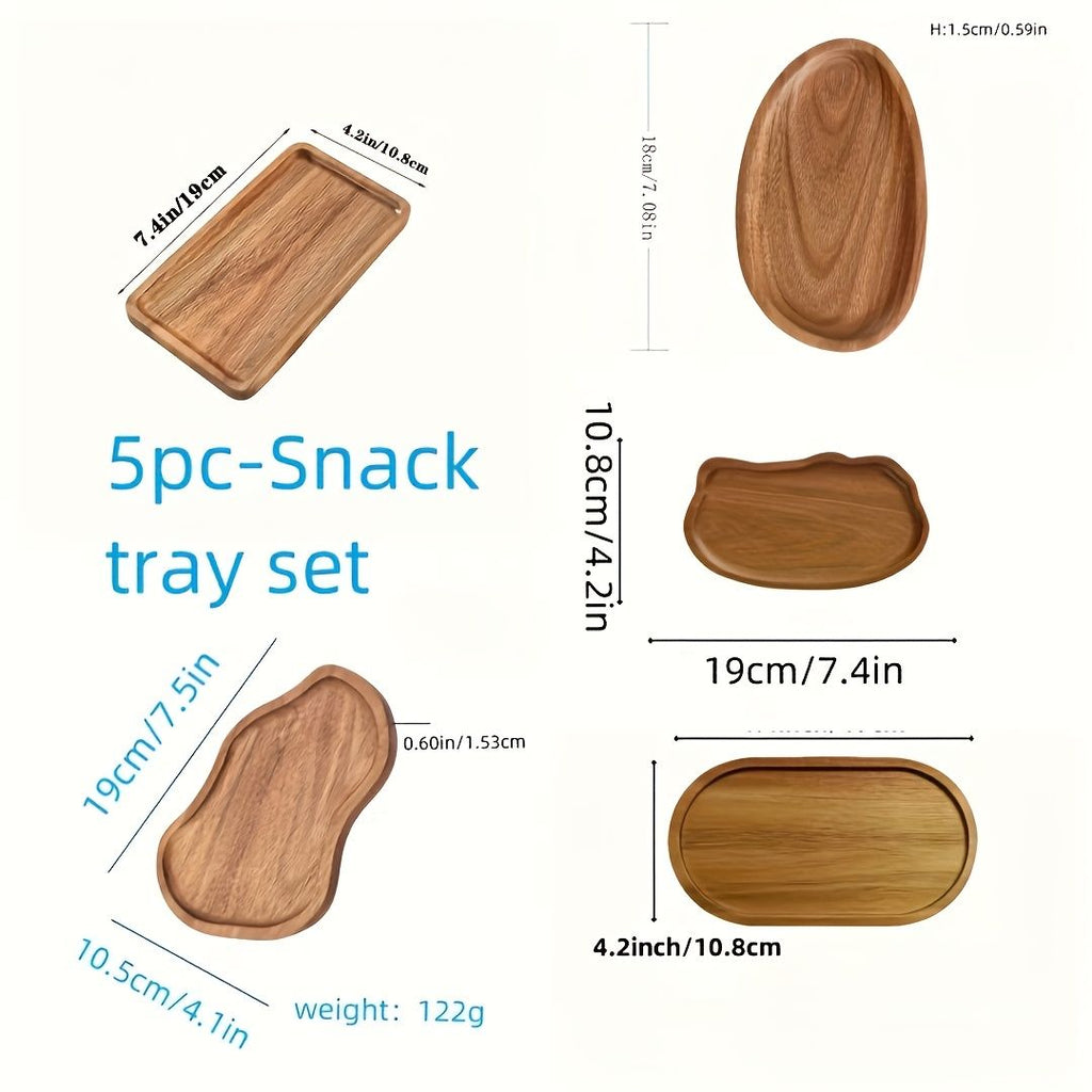 5-Piece Wooden Serving Tray Set – product view 3 of 8