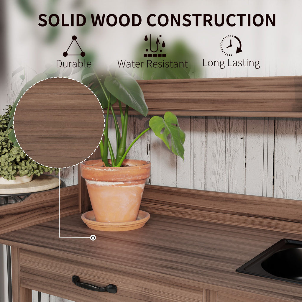 Fir Wood Potting Bench with Sink and Cabinet – product view 6 of 11