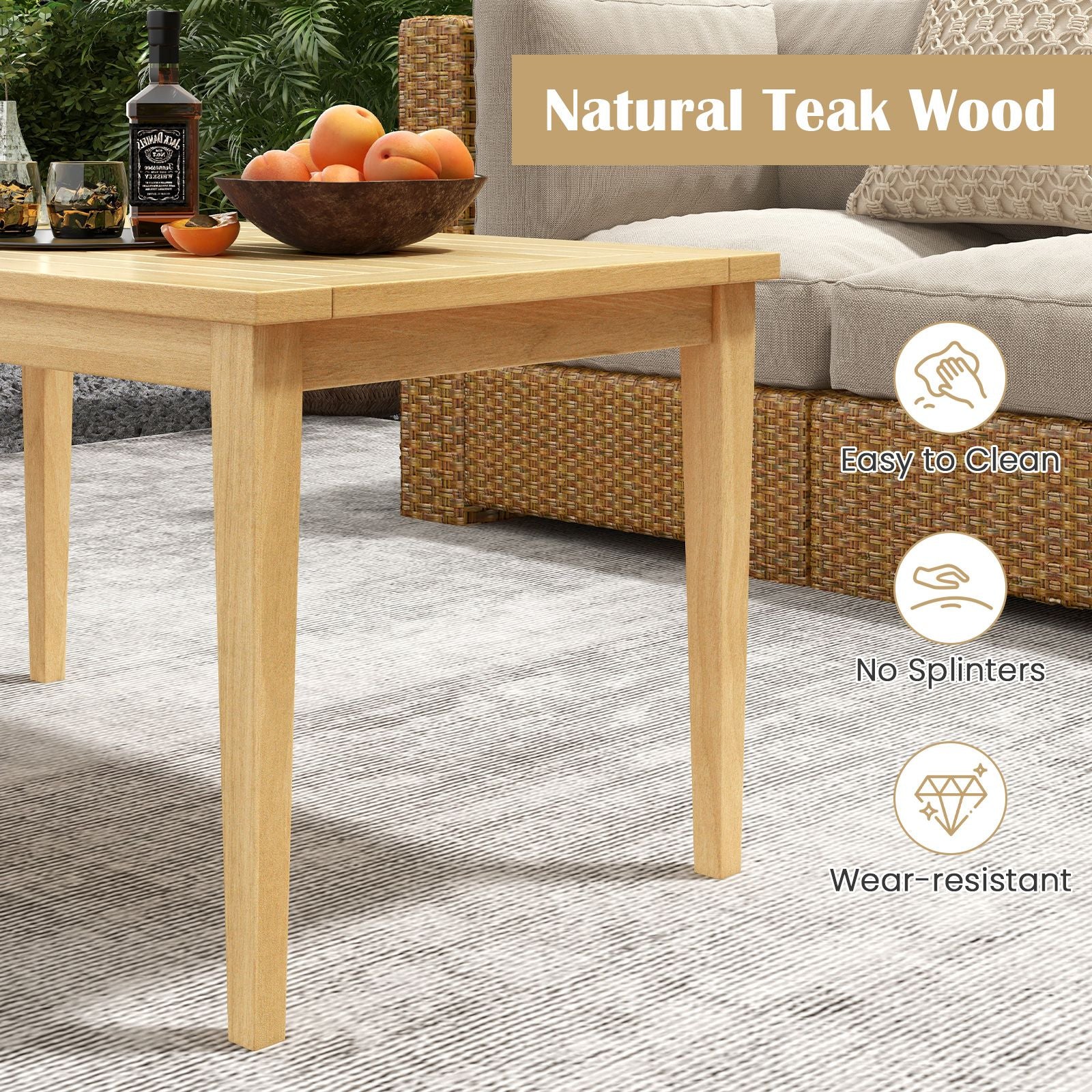 35.5-Inch Teak Outdoor Coffee Table – product view 8 of 10