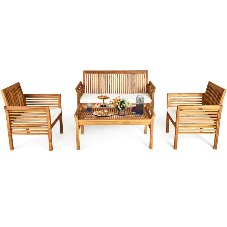 4-Piece Acacia Patio Sofa Set with Coffee Table – product view 10 of 10