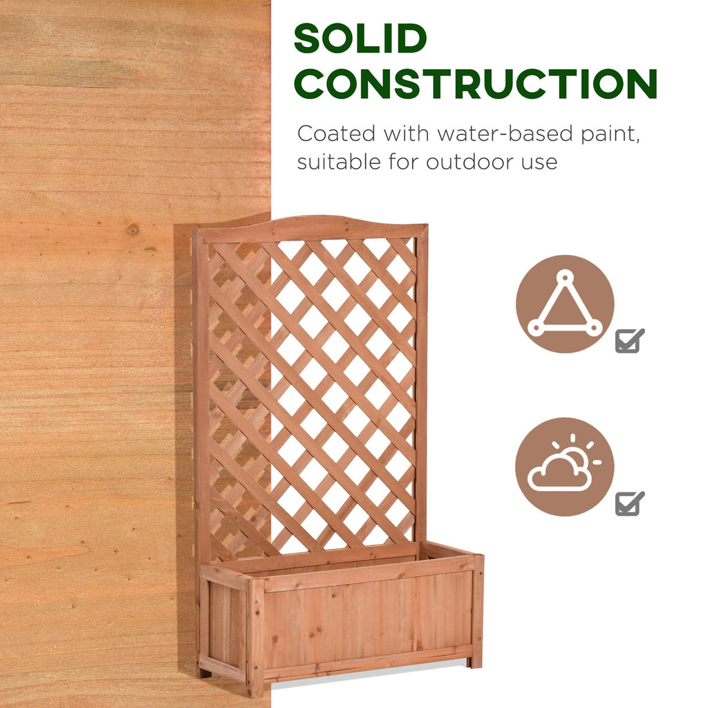 28" x 11" x 46" Raised Garden Bed, Wooden Planter Box w/ Trellis, Brown – product view 7 of 11