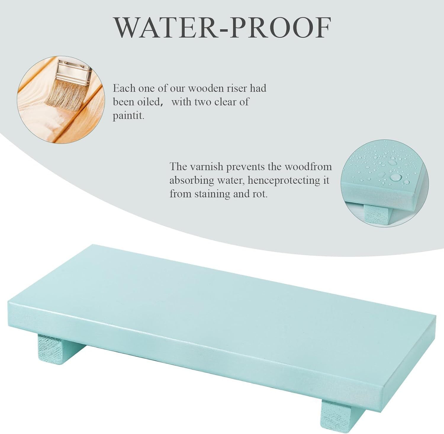 Small Light Blue Wood Pedestal Tray – product view 3 of 7