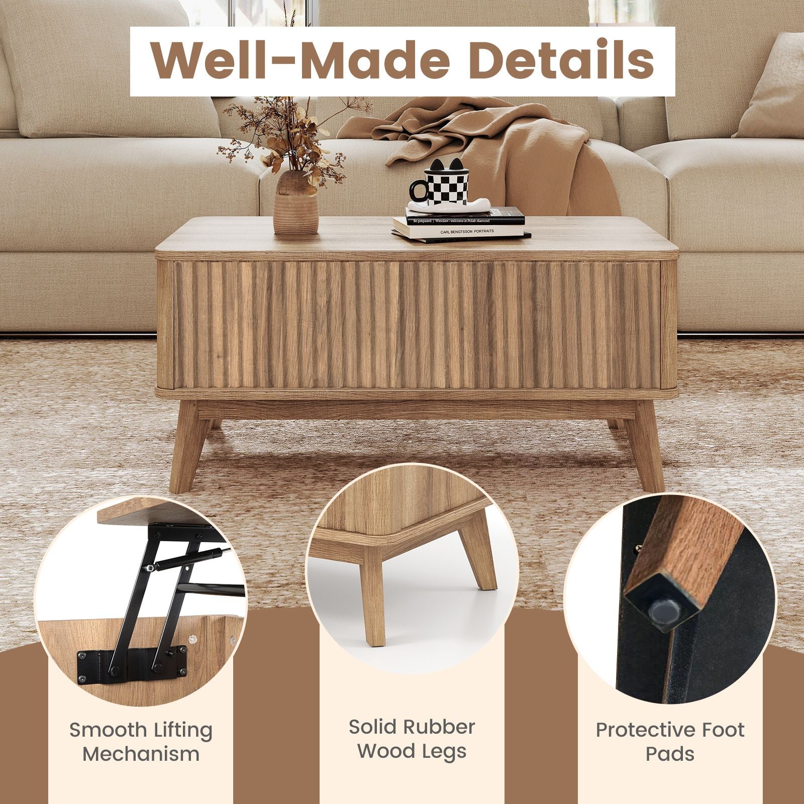 35.5-Inch Fluted Lift-Top Coffee Table – product view 11 of 12