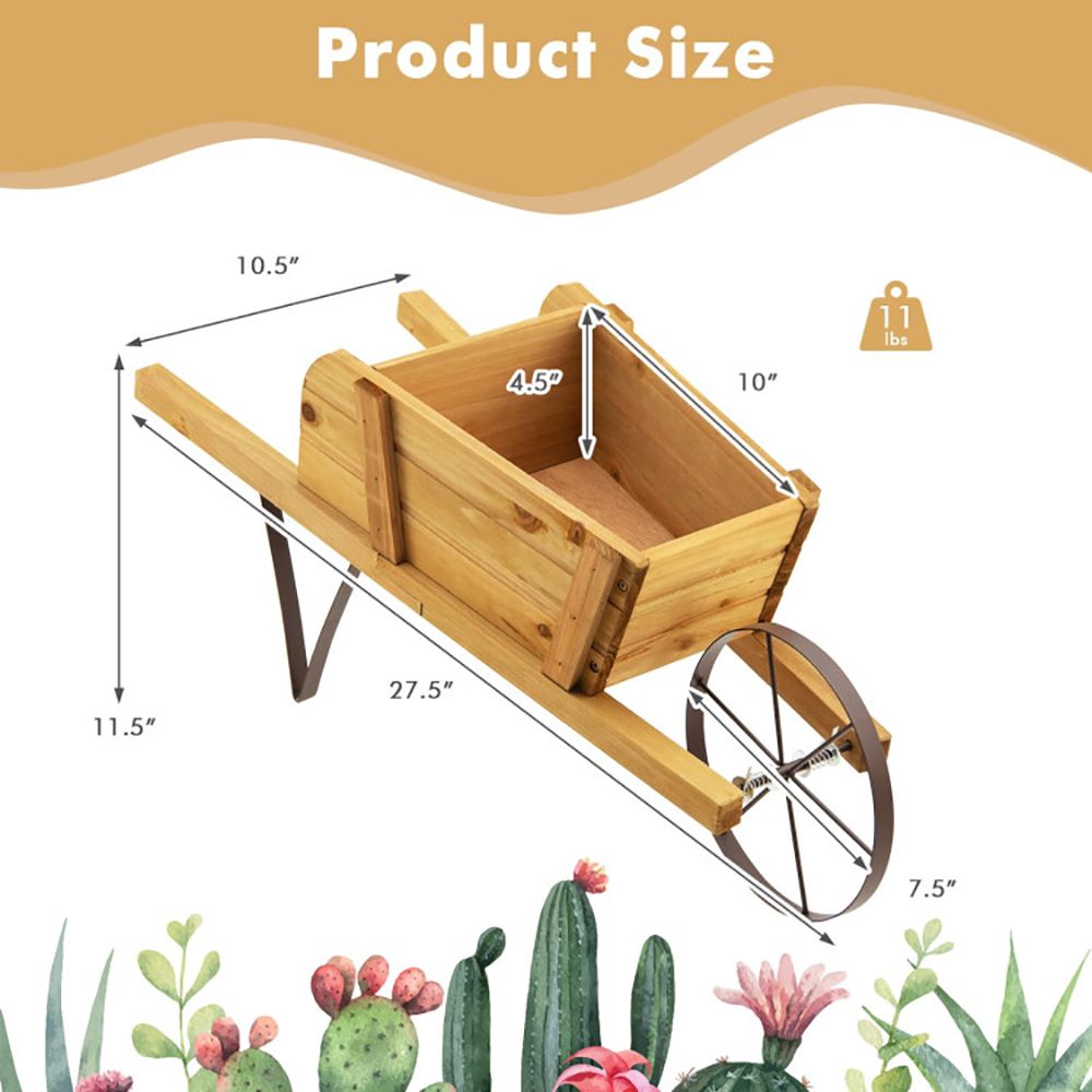 1PC Wooden Wagon Planter with 9 Magnetic Accessories for Garden Yard – product view 5 of 10